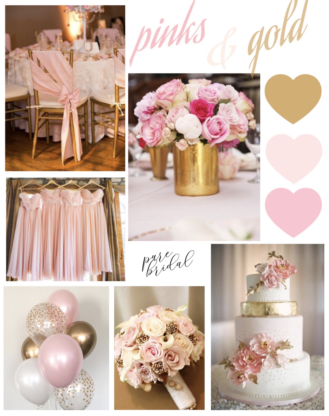 palette, colour pallete, bridal, bride, wedding inspiration, blush, gold