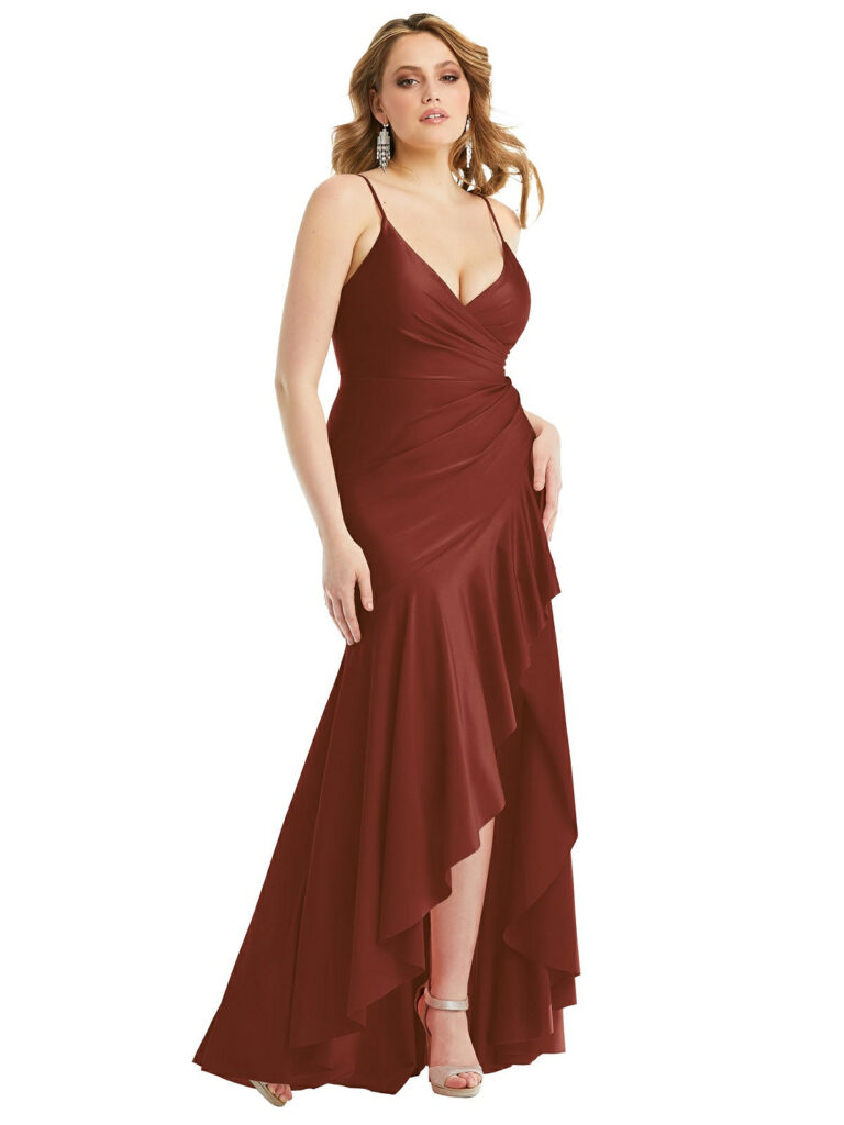 CS111-Dessy-Cynthia&Sahar-PureBridal, bridesmaids dress, stretch satin dress. edmonton bridal shop, edmonton wedding dress