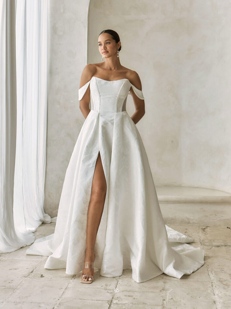 Josh-Serene by Madi Lane-Pure Bridal-Edmonton-Wedding gown-Ballgown-Off the Shoulder-Bridal Shop